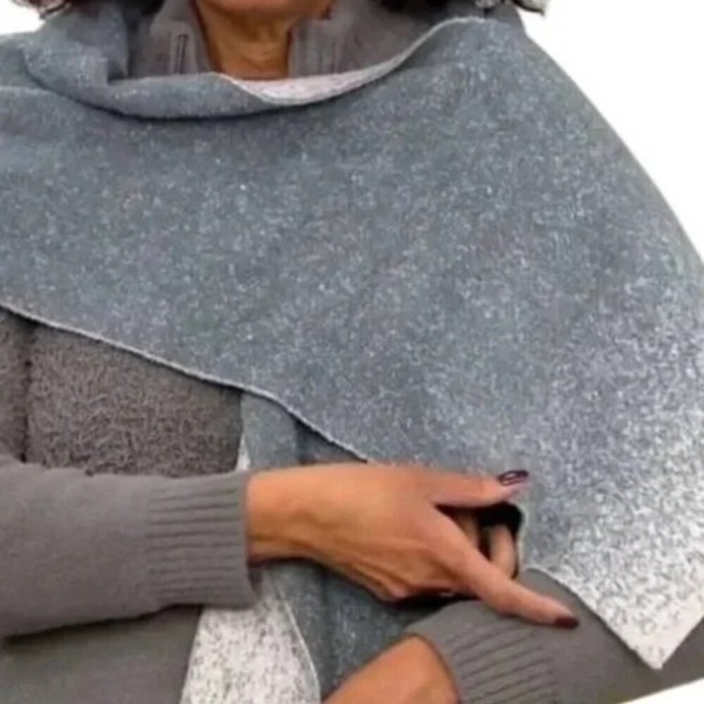 Barefoot Dreams Cozychic Lite One Size Confetti Scarf Wrap Smokey Green Fog Gray